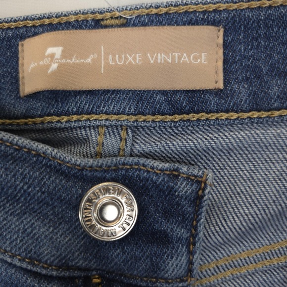 7 For All Mankind Jeans Women 27 Luxe Vintage Tapered Stretch Denim High Rise - Picture 11 of 15